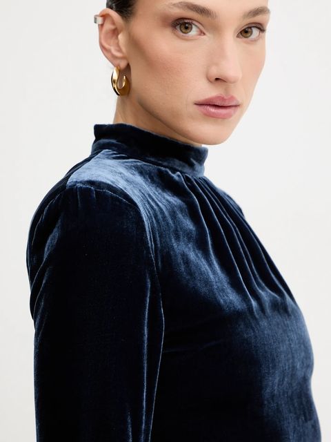 Rotate sukienka z dodatkiem jedwabiu kolor granatowy mini dopasowana 1149221192