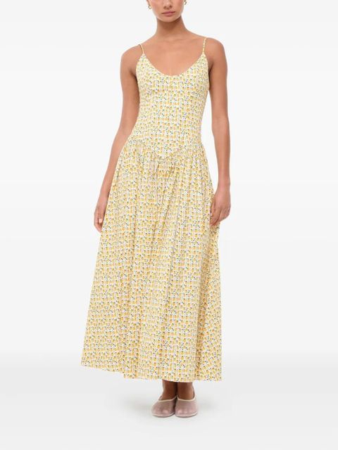 STAUD Dena floral-print midi dress - Yellow - zdjęcie produktu nr 1