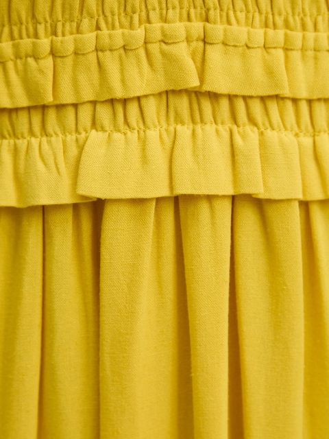 Answear.LAB sukienka z lnem kolor żółty maxi rozkloszowana