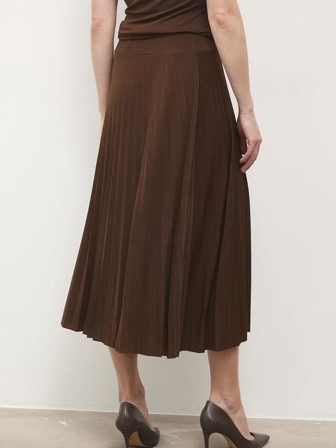 Answear.LAB spódnica kolor brązowy midi rozkloszowana