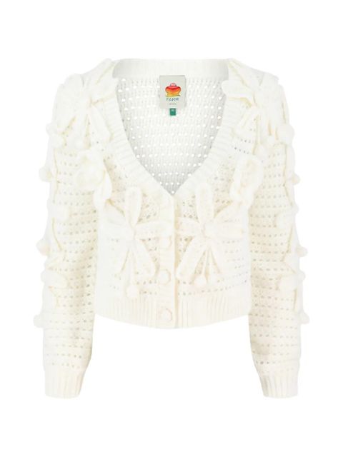 FARM Rio floral-appliqué cardigan - White - zdjęcie produktu nr 1