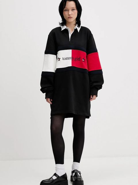 Tommy Jeans sukienka bawełniana kolor czarny mini oversize DW0DW22510 - zdjęcie produktu nr 1