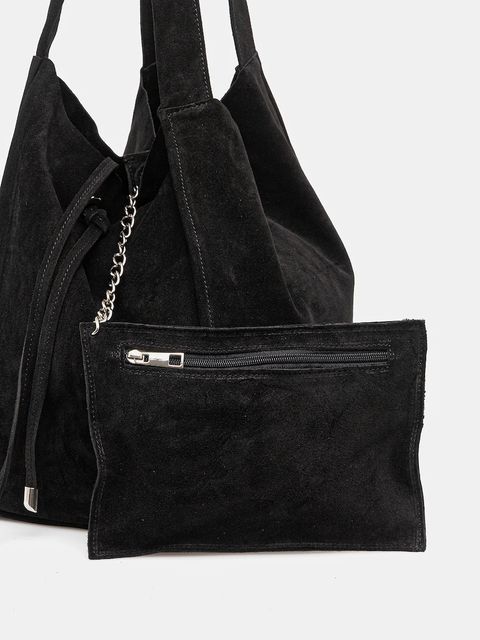 Answear.LAB torebka zamszowa kolor czarny