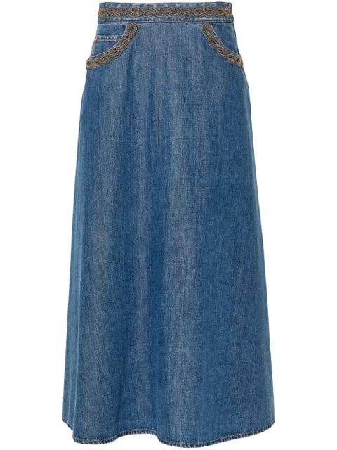 Valentino Garavani denim midi skirt - Blue