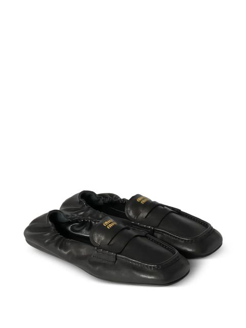Miu Miu logo leather loafers - Black - zdjęcie produktu nr 2