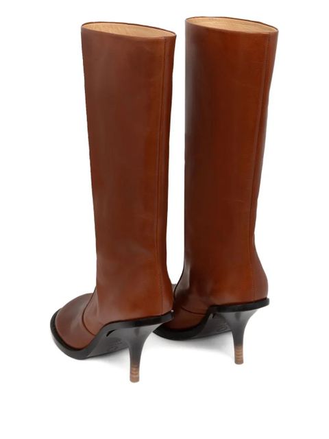 DRIES VAN NOTEN 90mm round-toe leather boots - Brown