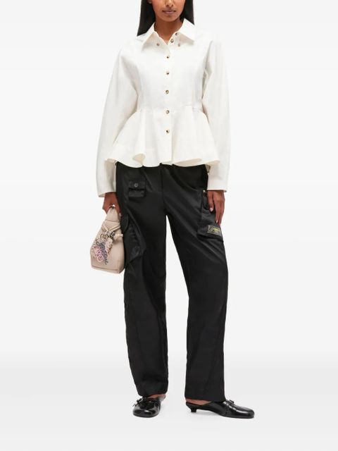 GANNI peplum-detail button shirt - White