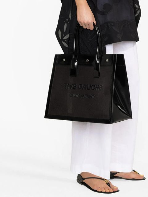 Saint Laurent Rive Gauche patent-finish tote bag - Black