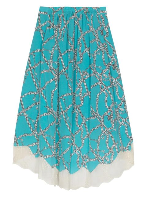 Zadig&Voltaire Joslin chain-print silk skirt - Blue - zdjęcie produktu nr 2