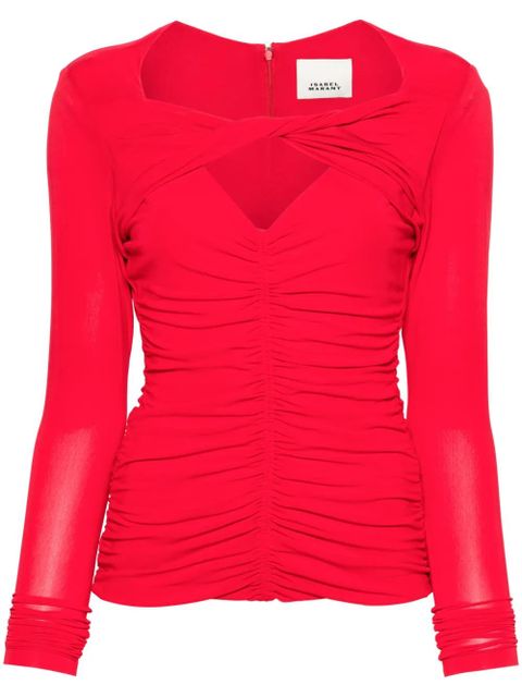 ISABEL MARANT Vandalia ruched blouse - Red - zdjęcie produktu nr 1