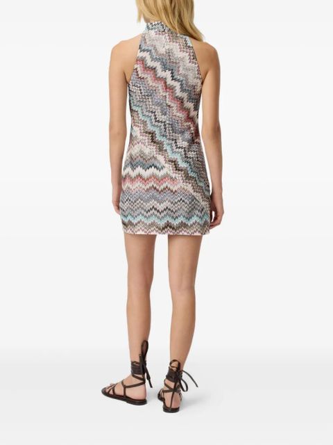 Missoni zigzag halterneck mini dress - Neutrals