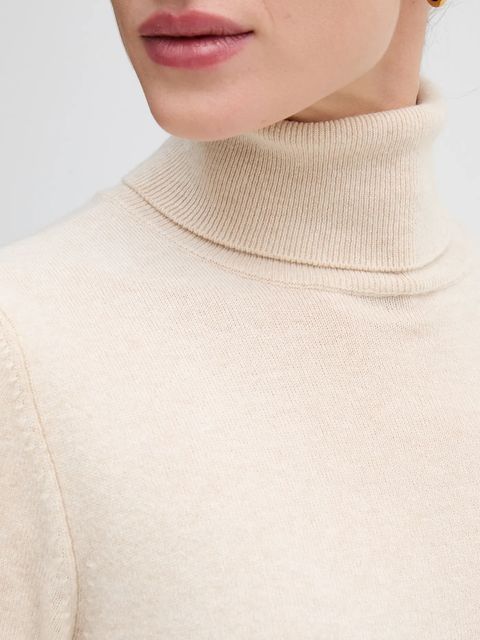 Sisley sweter z domieszką wełny damski kolor beżowy lekki z golfem 102HM2174