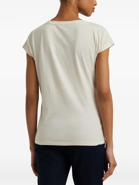 Lauren Ralph Lauren crest-patch cap-sleeve T-shirt - Neutrals