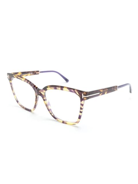 TOM FORD Eyewear tortoiseshell-effect oversize-frame glasses - Brown - zdjęcie produktu nr 2