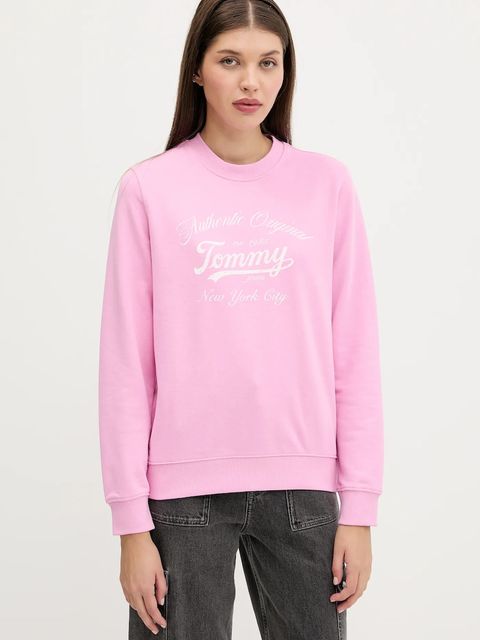 Tommy Jeans bluza bawełniana damska kolor różowy z nadrukiem DW0DW20942 - zdjęcie produktu nr 1