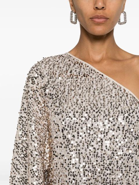ROTATE BIRGER CHRISTENSEN sequin embellished one-shoulder dress - Neutrals