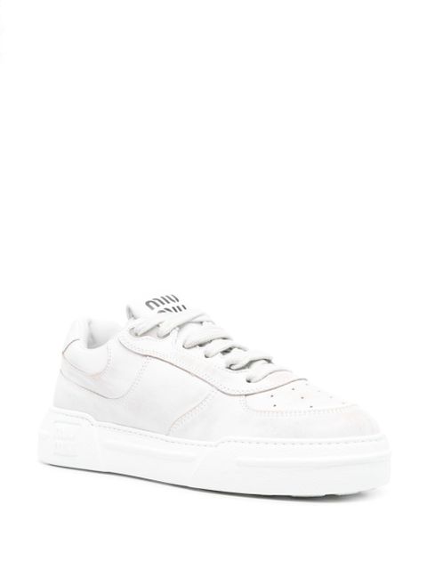 Miu Miu bleached leather sneakers - White