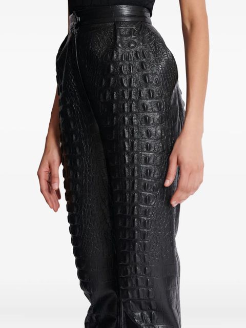 Balmain crocodile-effect embossed high-waisted trousers - Black