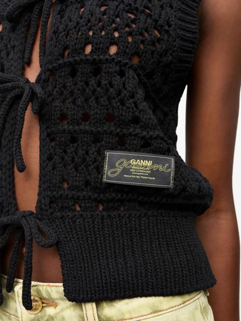 GANNI open-knit cardigan - Black