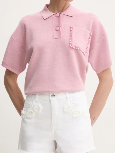 Liu Jo szorty damskie kolor biały z aplikacją high waist WA5460.T4033