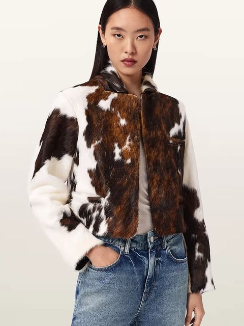 AllSaints krótka kurtka damska skórzana APTON - zdjęcie produktu nr 1