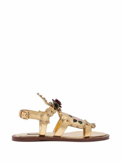 Dolce & Gabbana floral-motif gladiator sandals - Gold