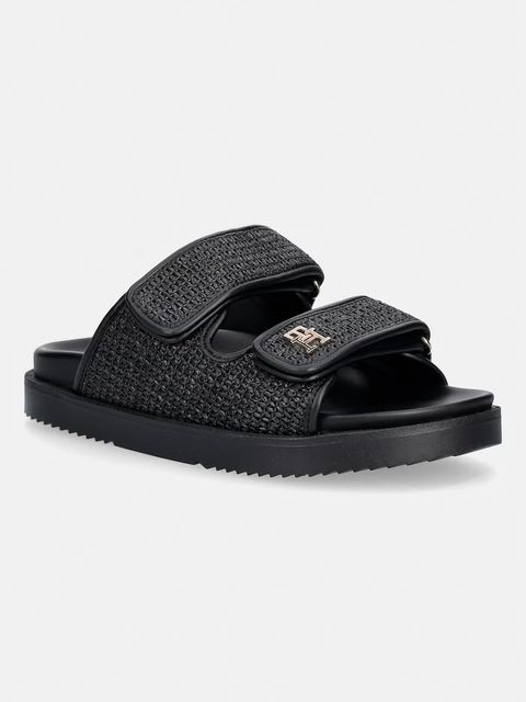 Tommy Hilfiger klapki damskie DOUBLE STRAP RAFFIA SANDAL - zdjęcie produktu nr 1