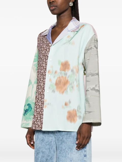 Moschino floral patchwork shirt - Brown