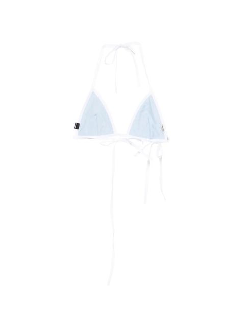 Miu Miu logo-patch bikini top - Blue