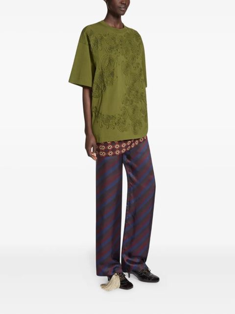 DRIES VAN NOTEN embroidered floral T-shirt - Green