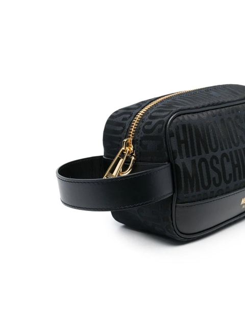 Moschino Fantasia leather logo-print makeup bag - Black