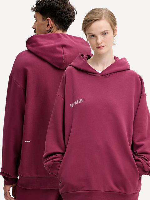 Pangaia bluza bawełniana kolor bordowy z kapturem gładka 10000180 - zdjęcie produktu nr 1