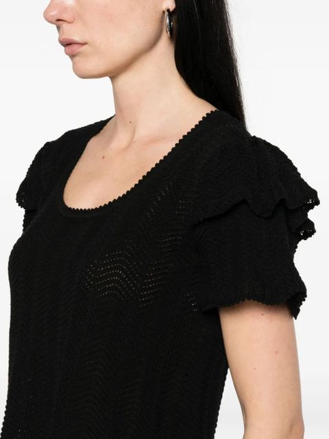 TWINSET ruffled-trim T-shirt - Black