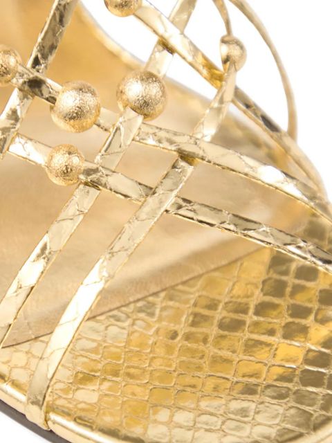 Jimmy Choo 90mm leather heeled sandals - Gold