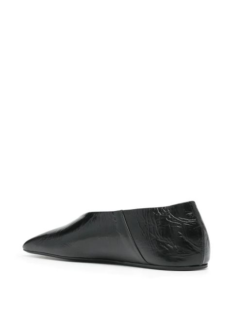 Jil Sander square-toe leather ballerina shoes - Black