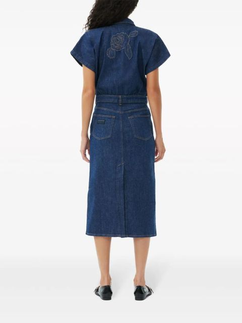 GANNI Rose denim midi dress - Blue