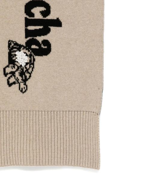 Simone Rocha logo-printed scarf - Brown