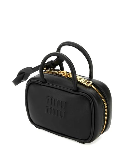 Miu Miu embossed-leather top-handle keychain - Black