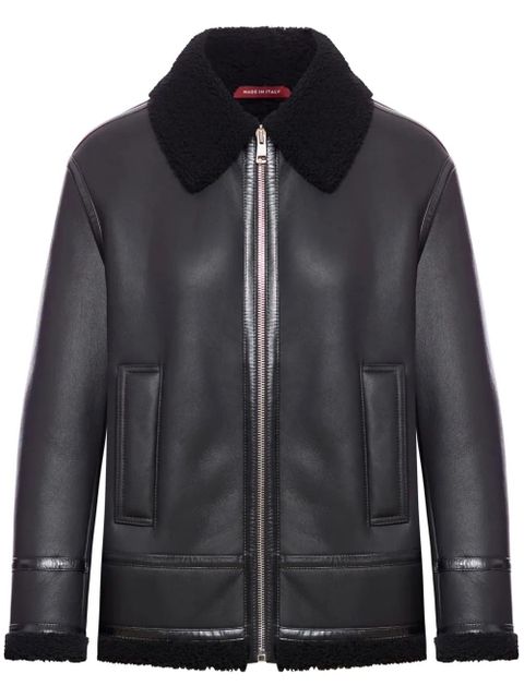 Gucci shearling-trim leather jacket - Black - zdjęcie produktu nr 1