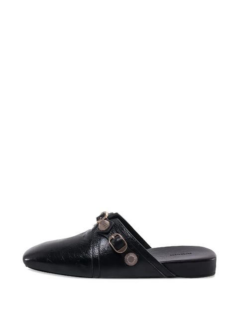 Balenciaga Cagole studded leather slippers - Black