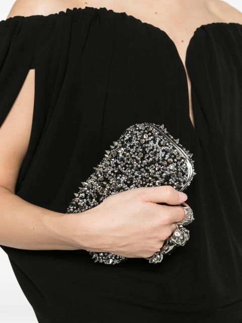 Alexander McQueen skull stud clutch bag - Silver - zdjęcie produktu nr 2