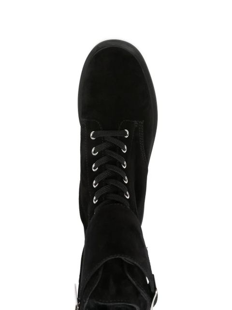 Gianvito Rossi 35mm Ripley double-buckle suede boots - Black