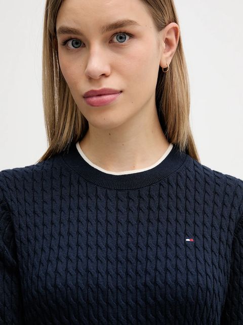 Tommy Hilfiger sweter bawełniany kolor granatowy lekki WW0WW44993 - zdjęcie produktu nr 2