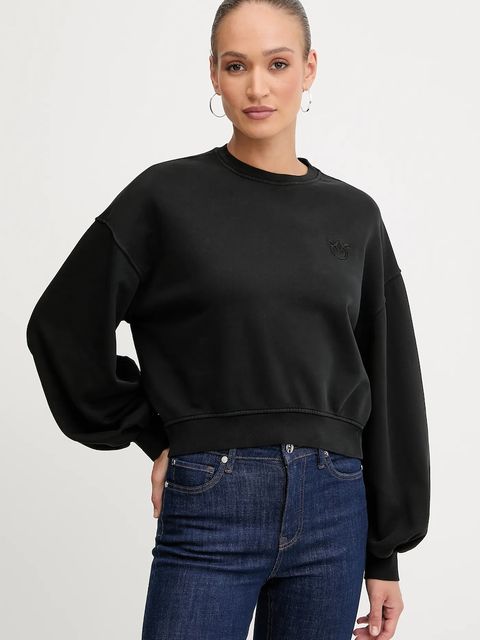 Pinko bluza bawełniana damska kolor czarny gładka 105510 A2RB - zdjęcie produktu nr 1