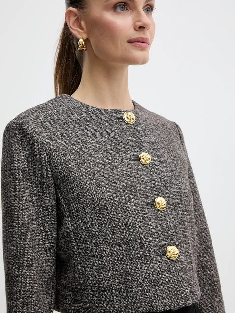 Pinko marynarka z domieszką wełny kolor szary jednorzędowa gładka 105708 A2QX