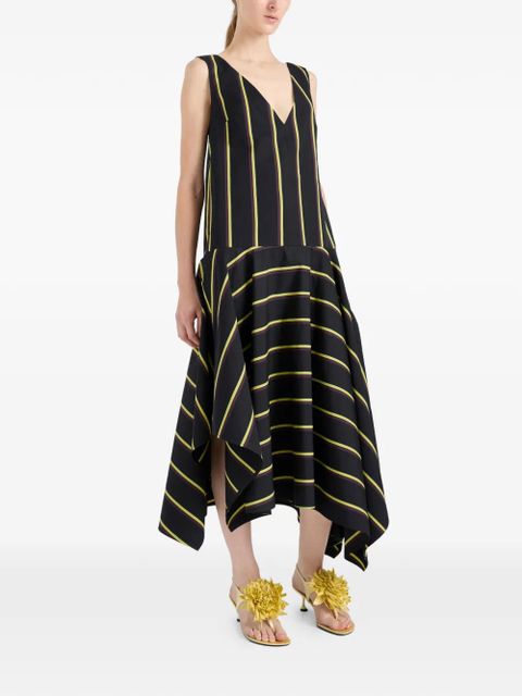 Proenza Schouler Beatriz V-neck striped midi dress - Black