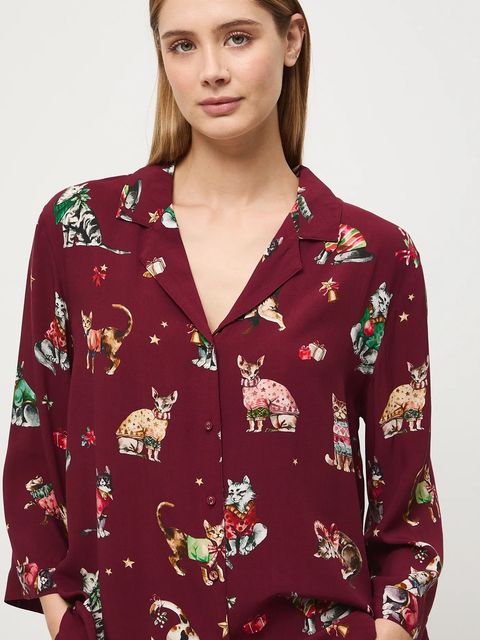 Medicine piżama damska kolor bordowy