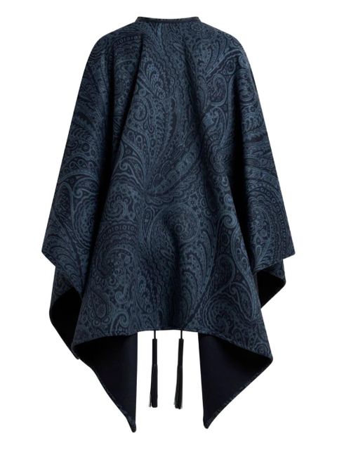 ETRO tassel-detail jacquard cape - Blue - zdjęcie produktu nr 2