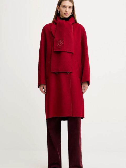 Liu Jo płaszcz z wełną kolor bordowy MF5025 T4627 - zdjęcie produktu nr 1