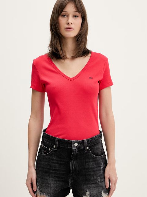 Tommy Jeans T-shirt damski bawełniany z elastanem - zdjęcie produktu nr 1